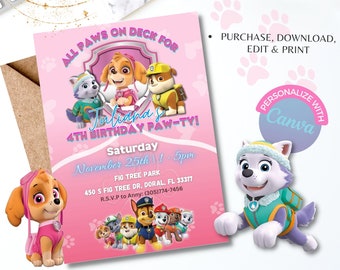 Puppy Invitation, Dog Theme, Puppy Theme invite, Digital Download