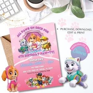 Puppy Invitation, Dog Theme, Puppy Theme invite, Digital Download