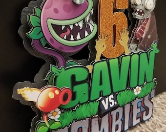 Plants vs. Zombies Cake Topper, Zombie theme, Zombie cake topper, Plants cake topper