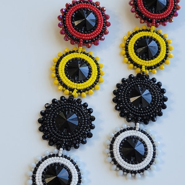 Four Directions / medicine wheel 4 tiered beaded earrings