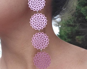 Mauve metallic colored pinecone patchwork earrings