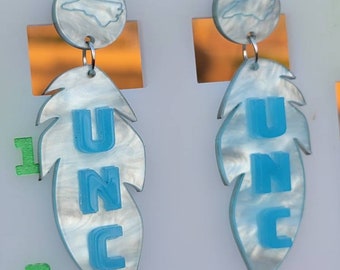Glow in the dark UNC CHAPEL HILL earrings North Carolina rams basketball