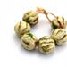 6 Textured Beads, Round Beads, White / Green / Red Beads, Artisan Beads, Handmade Ceramic Beads, Clay Beads, Jewelry Supplies