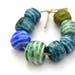8 Nautical Beads, Blue Ceramic Beads, Colorful Handmade Beads, Textured Beads, Jewelry Supplies, White Clay Beads, fullofspace