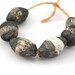 RESERVED for S. 6 Rustic Ceramic Beads, Black and White (Pink) Beads, Raku Beads, Handmade Clay Beads, Jewelry Supplies