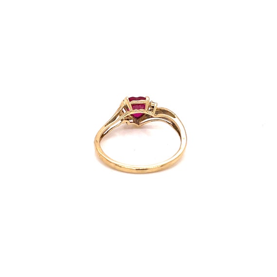10K Yellow Gold Heart-cut Ruby Ring - image 4