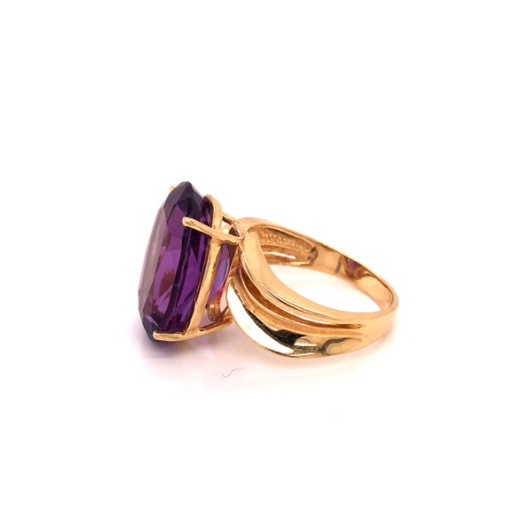 14K Yellow Gold Oval Amethyst Ring - image 4