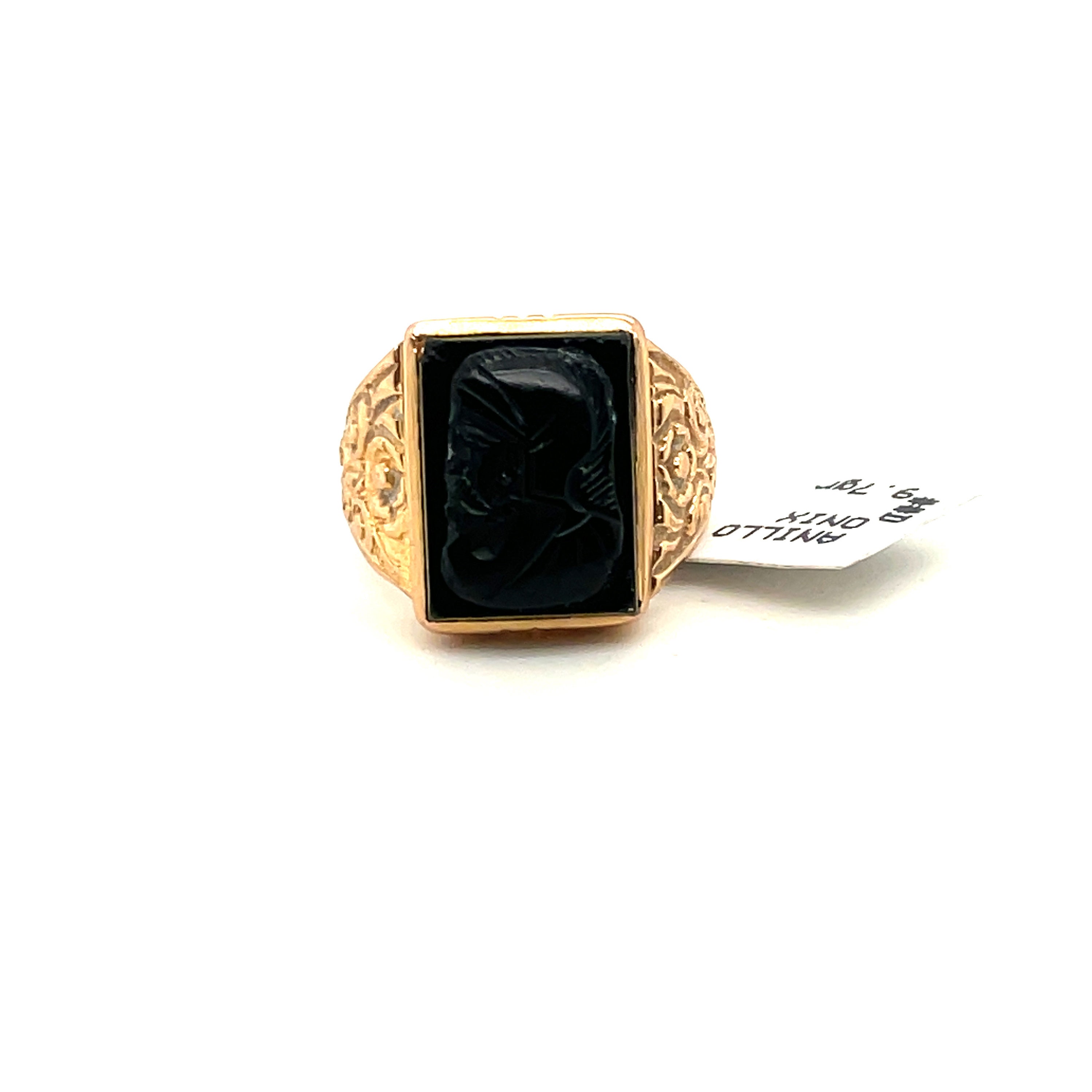 9ct Yellow Gold Diamond Set & Onyx Square Mens Ring – Zamels