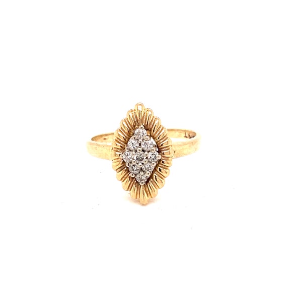 14K Yellow Gold Diamond Marquise Ring