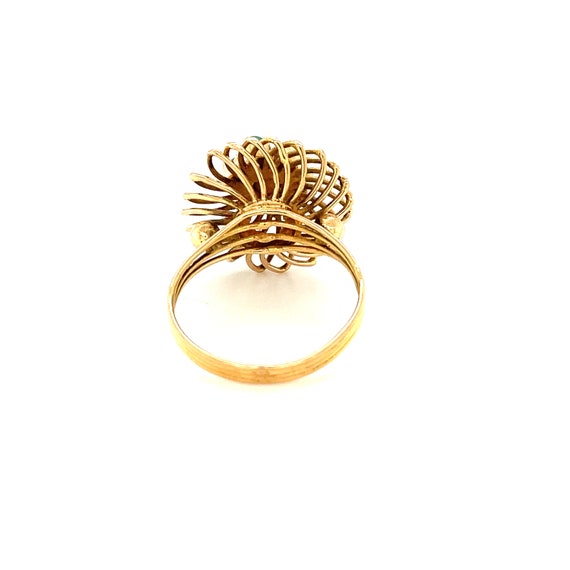 10K Yellow Gold Turquoise Floral Ring | Turquoise… - image 4