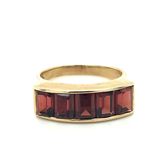 14K Yellow Gold Baguette Cut Ruby Ring - image 1