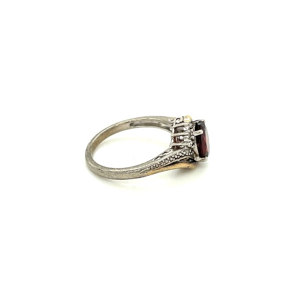 10K White and Yellow Gold Oval cut Garnet Ring - image 5