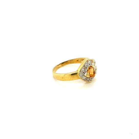 14K Yellow Gold Heart cut Citrine and Diamond Ring - image 6