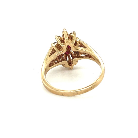 14K Yellow Gold Round Cut Ruby Diamond Ring - image 3