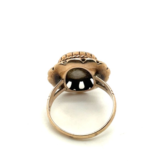 14K Yellow Gold Mabe Pearl Floral Ring - image 3