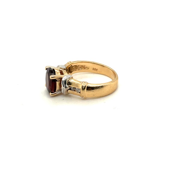 10K Yellow Gold Diamond & Oval Garnet Ring - image 4