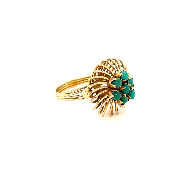 10K Yellow Gold Turquoise Floral Ring | Turquoise… - image 6