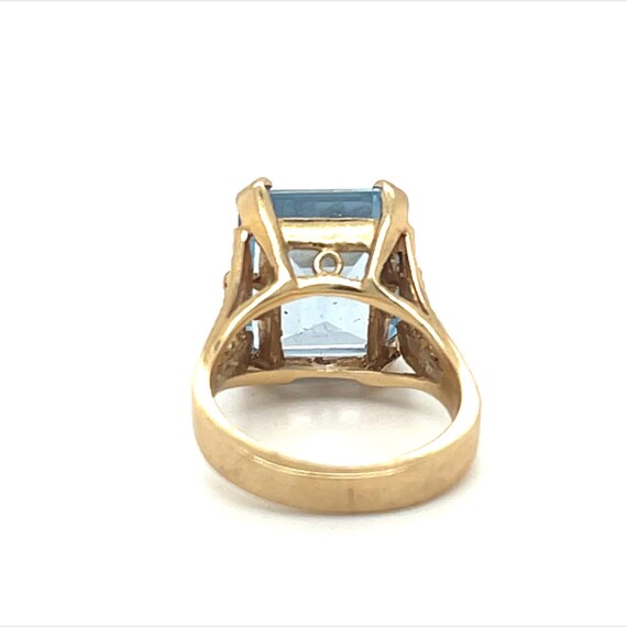 14K Yellow Gold Emerald Cut Blue Topaz Ring - image 3