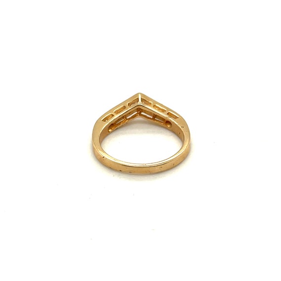 14K Yellow Gold V Shape Diamond Stackable Band - image 3