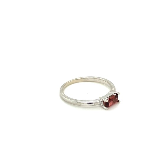 14K White Gold Emerald cut Garnet Solitaire Ring - image 6