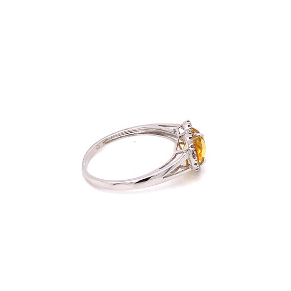 14K White Gold Citrine and Diamond Heart Ring - image 4