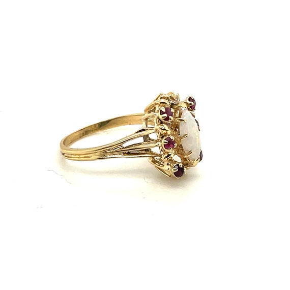 14K Yellow Gold Ruby & Opal Ring - image 2