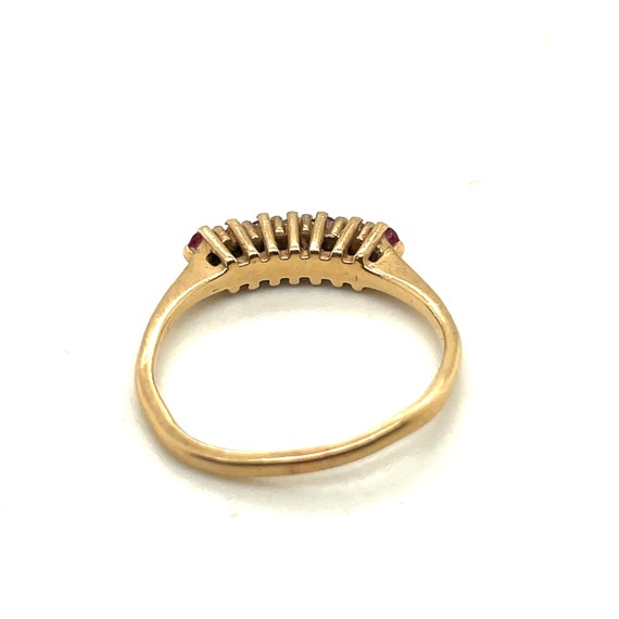 10K Yellow Gold Diamond and Ruby  Stackable Ring - image 3