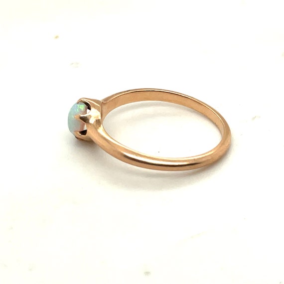 10K Rose Gold Opal Solitaire Ring - image 4