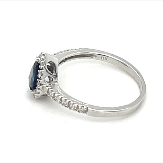 14K White Gold Pear Cut Sapphire Diamond Ring - image 2