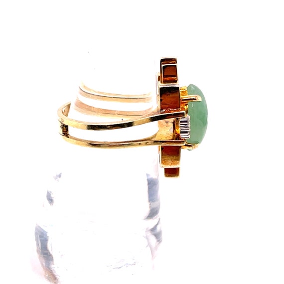 14K Yellow Gold Emerald Cabochon Ring - image 4