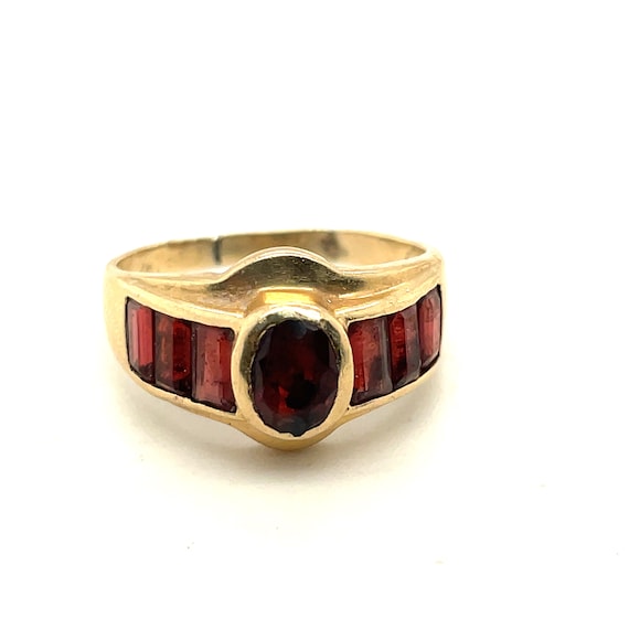 14K Yellow Gold Garnet Bezel Ring