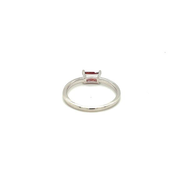 14K White Gold Emerald cut Garnet Solitaire Ring - image 4