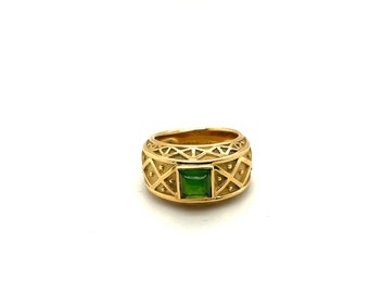 18K Yellow Gold Cabochon Peridot Ring Apex13523