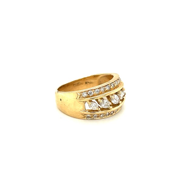 14K Yellow Gold Marquise cut Diamond Dome Ring - image 6