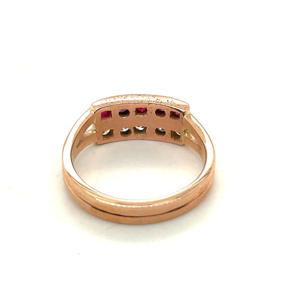 18K Rose Gold Diamond and Ruby Two Row Ring - image 3