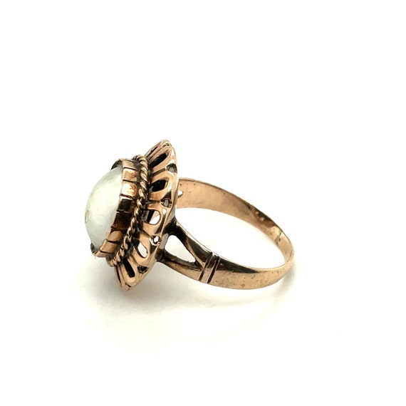 14K Yellow Gold Mabe Pearl Floral Ring - image 4