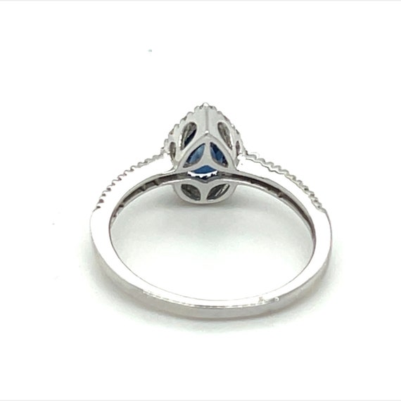 14K White Gold Pear Cut Sapphire Diamond Ring - image 4