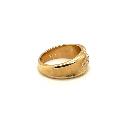 14K Yellow Gold Diamond Matte Ring - image 2