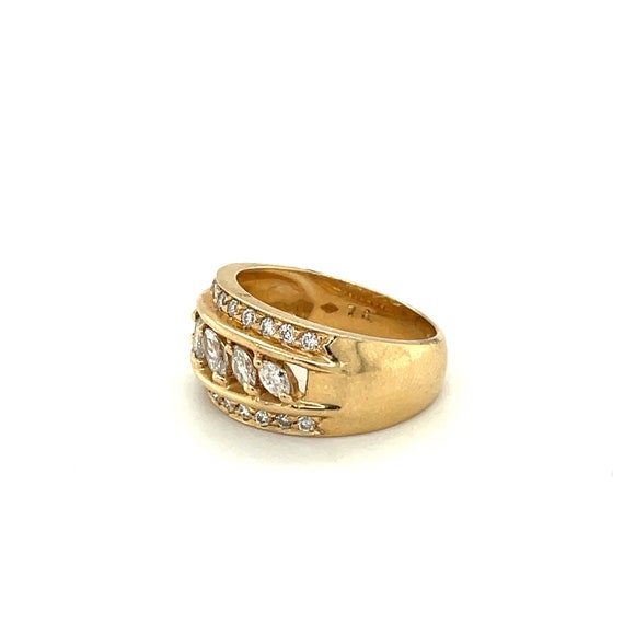 14K Yellow Gold Marquise cut Diamond Dome Ring - image 3