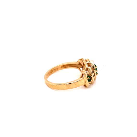 14K Yellow Gold Emerald and Diamond Ring - image 5