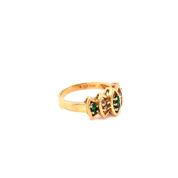 14K Yellow Gold Emerald and Diamond Ring - image 6