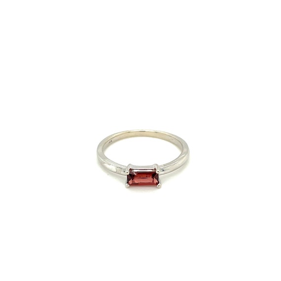 14K White Gold Emerald cut Garnet Solitaire Ring - image 1