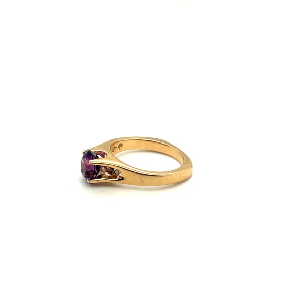 14K Yellow Gold Diamond & Oval Cut Amethyst Ring … - image 2
