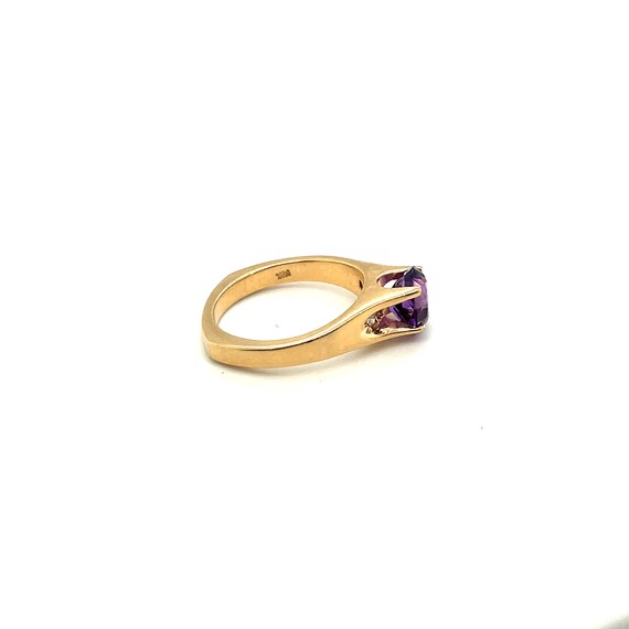 14K Yellow Gold Diamond & Oval Cut Amethyst Ring … - image 4