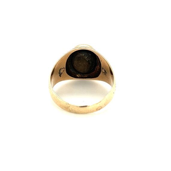 10K Yellow Gold Oval cut Cabochon Onyx Signet Ring - image 4
