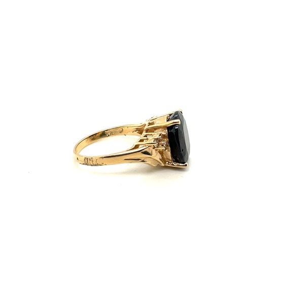 14K Yellow Gold Oval Black Diamond Ring - image 2