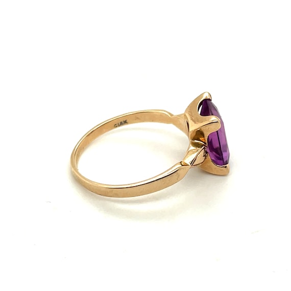 14K Yellow Gold Emerald Cut Amethyst Heart Shaped… - image 2