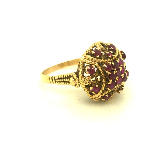 18K Yellow Gold Ruby Bombe Ring - image 3