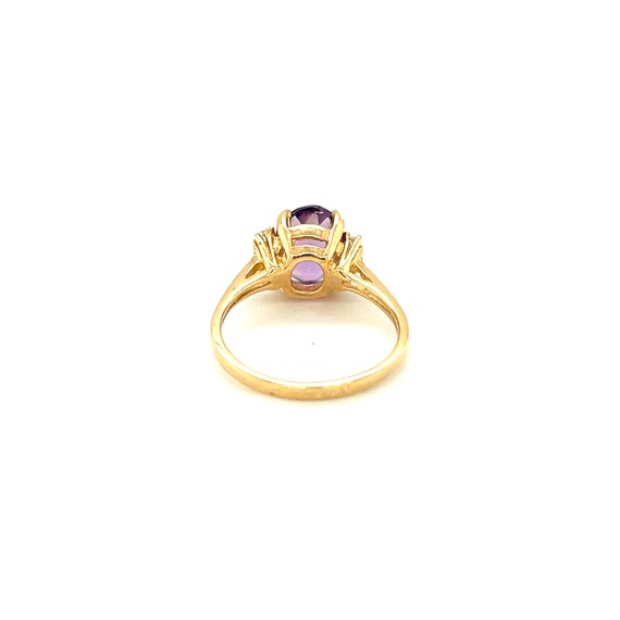 14K Yellow Gold Oval cut Amethyst and Diamond Ring - image 4