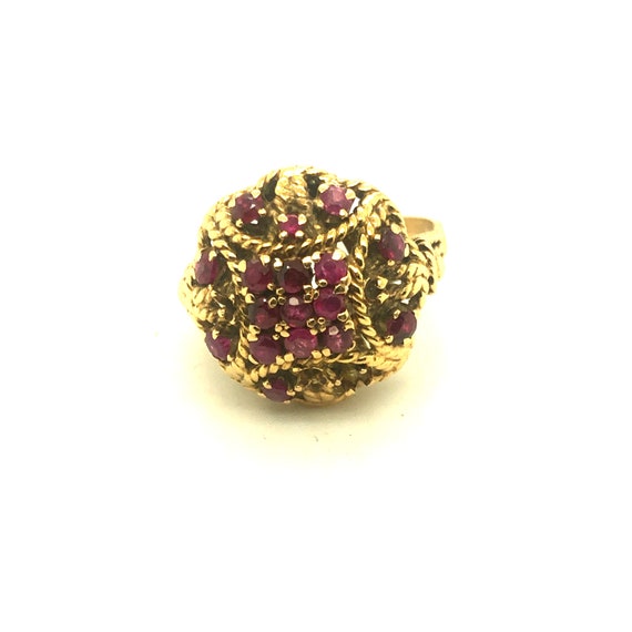 18K Yellow Gold Ruby Bombe Ring - image 1